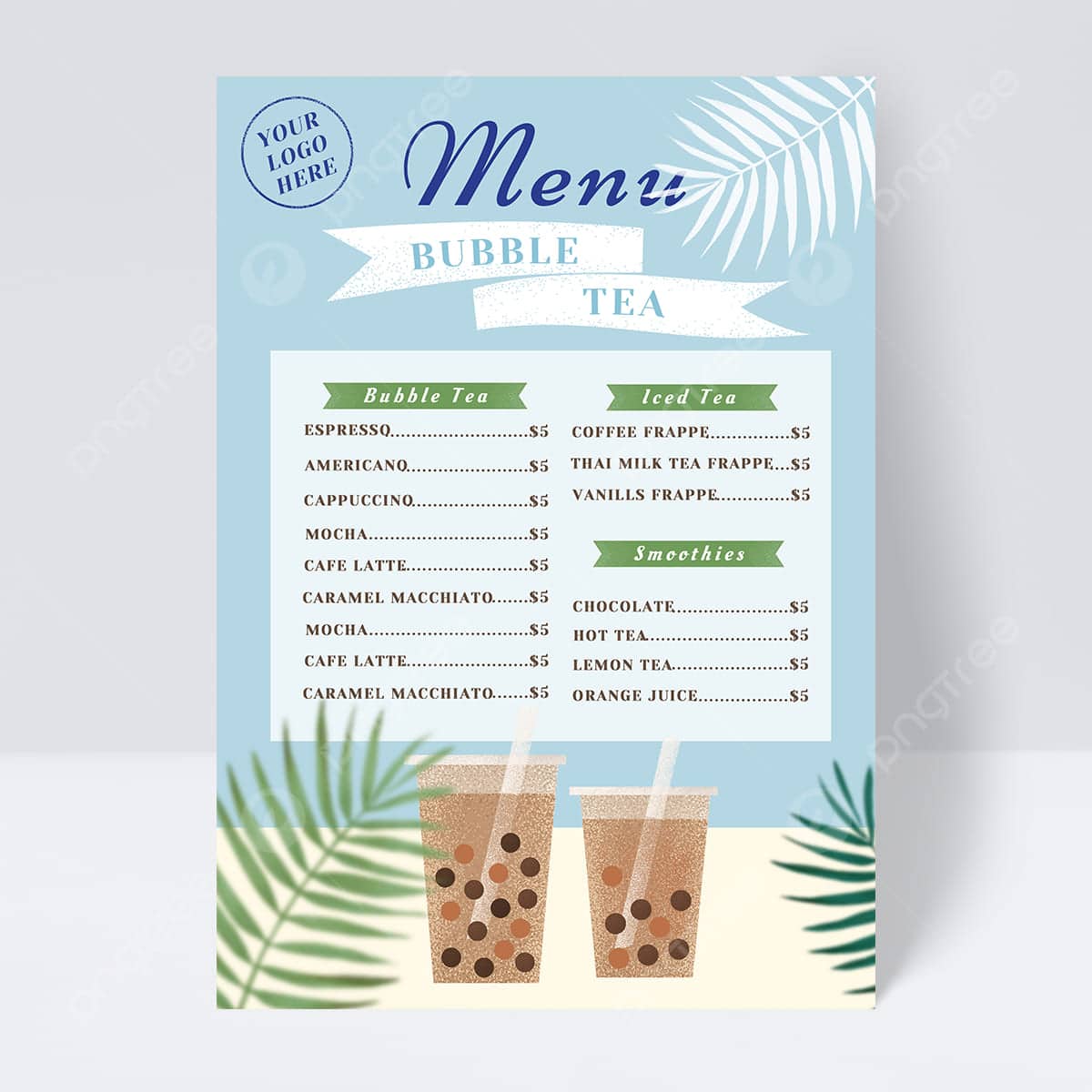 In menu trà sữa giá rẻ