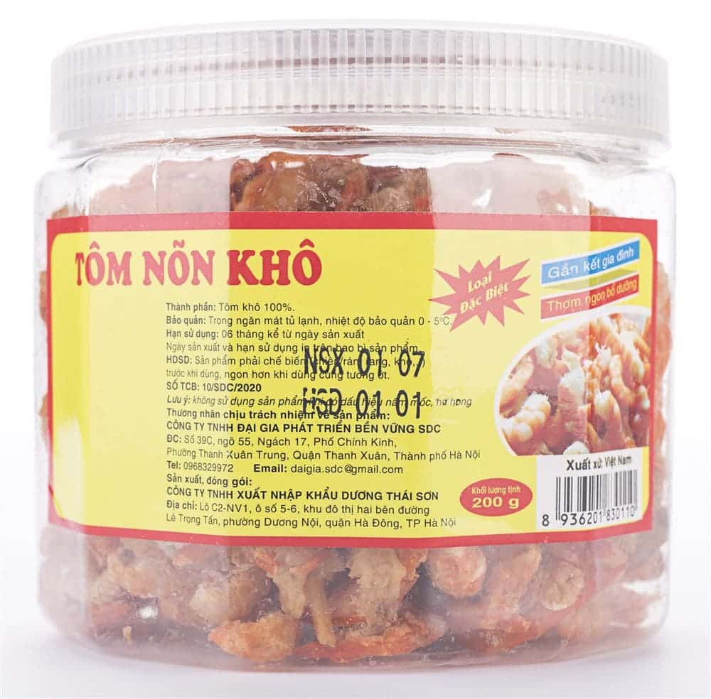 mẫu tem nhãn tôm khô đẹp