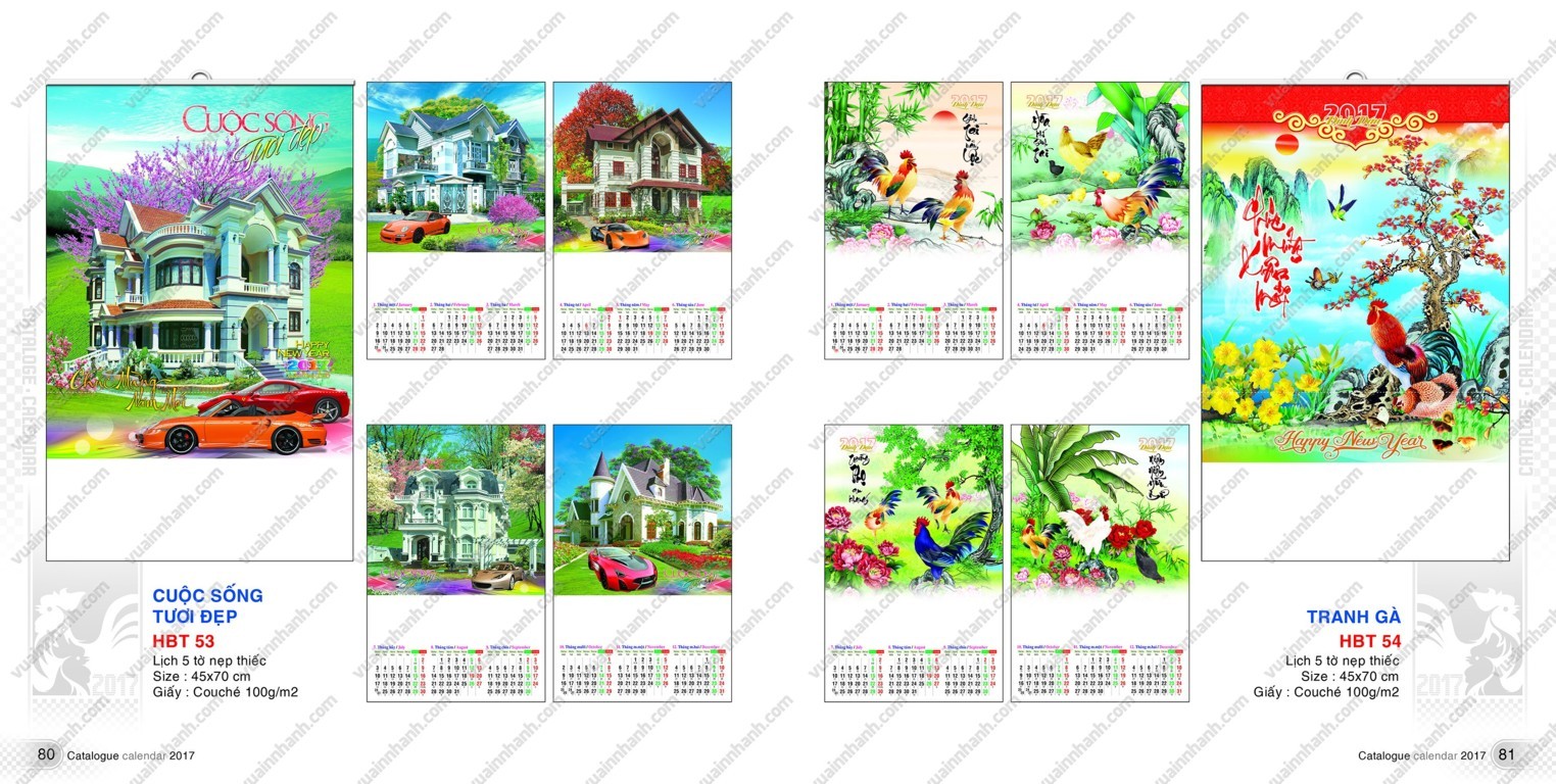 Mẫu lịch treo tường đa dạng chủ đề