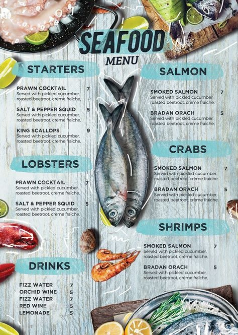 mẫu menu hải sản chất lượng