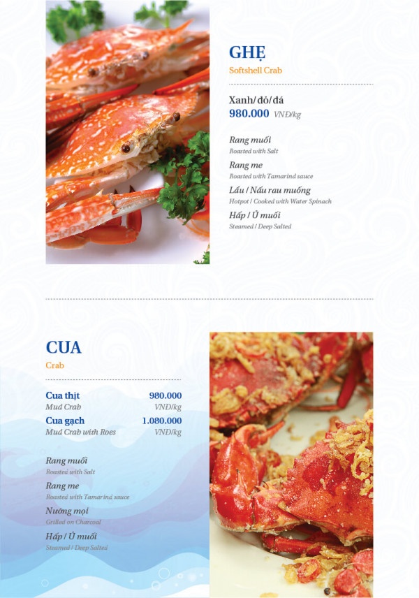 menu hải sản giá rẻ
