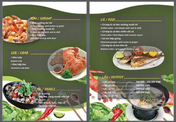 in ấn menu hải sản