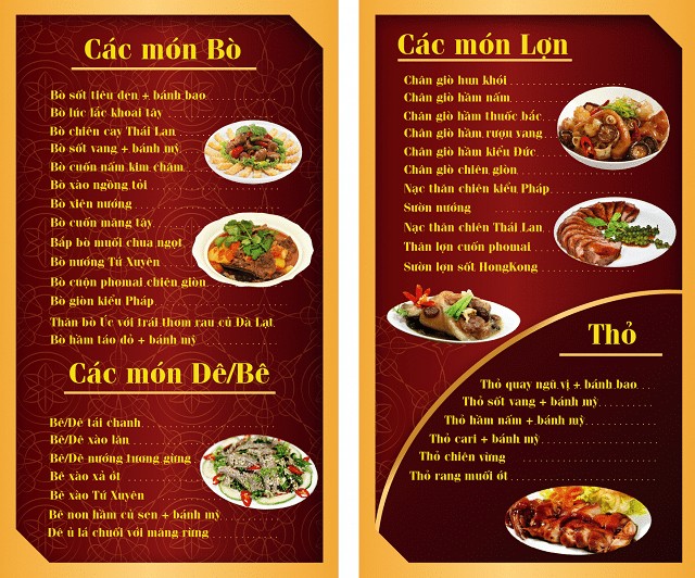 mẫu menu đẹp cho quán nhậu