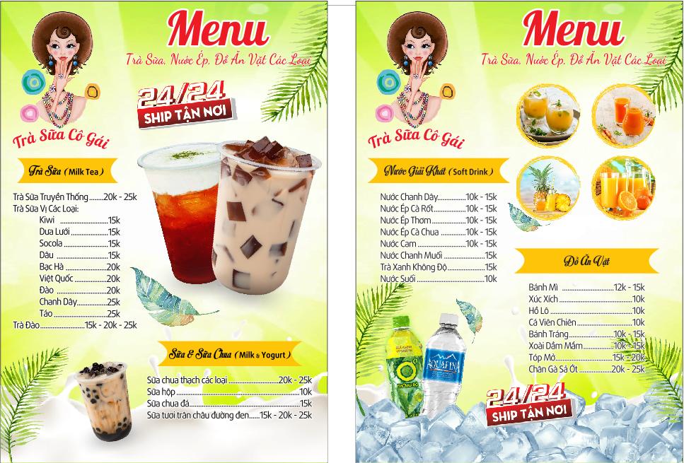 mẫu menu đẹp cho quán trà sữa đẹp mắt