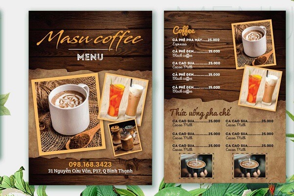 những mẫu menu cafe sang trọng