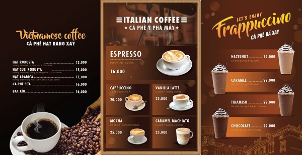 mẫu menu cà phê rẻ