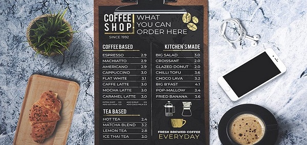 mẫu menu cà phê thu hút