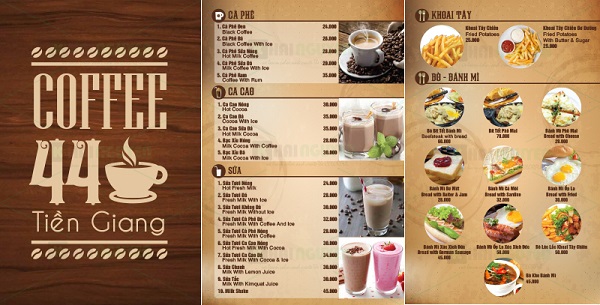 mẫu menu cafe ấn tượng