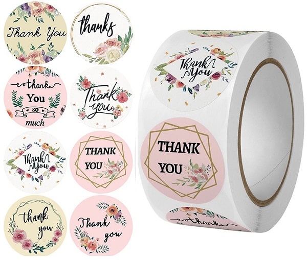 Làm tem dán thank you, tem dán cảm ơn bằng decal nhựa