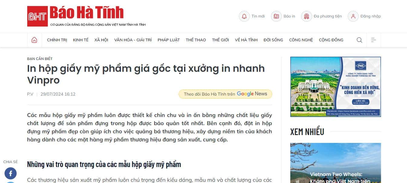 báo chí nói về In Nhanh VinPro