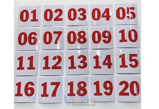 Quy cách in decal, sticker số thứ tự tại In Nhanh VinPro