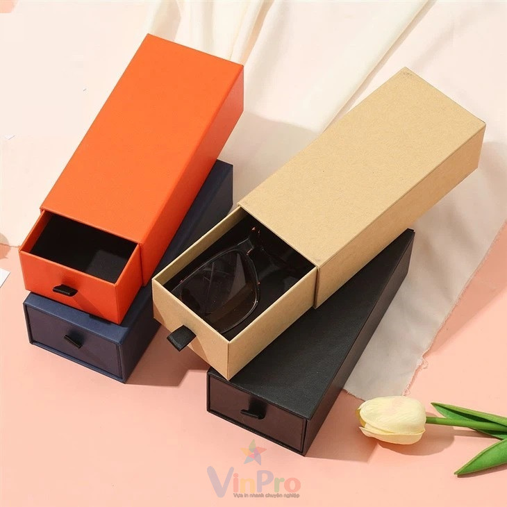 Các mẫu hộp giấy đựng mắt kính nắp rút nhiều màu