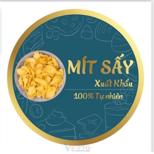 Mẫu tem nhãn dán mít sấy hình tròn, ép kim