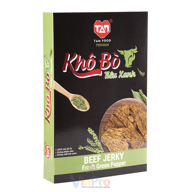 Mẫu hộp đựng khô bò vị tiêu xanh