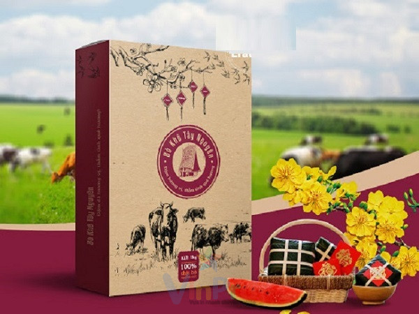 Mẫu hộp giấy cứng đựng bò khô cao cấp