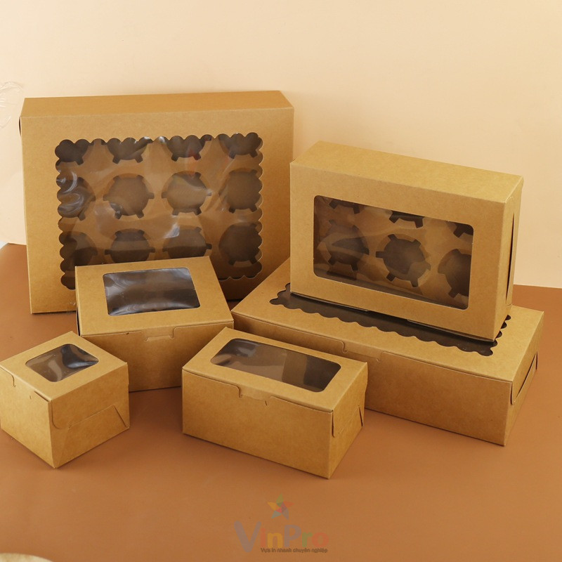 Hộp giấy đựng bánh cupcake bằng giấy Kraft