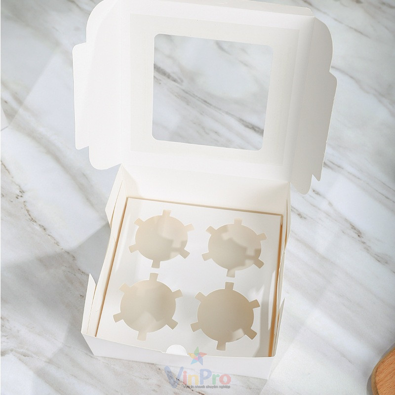 Hộp giấy đựng bánh cupcake bằng giấy Ivory