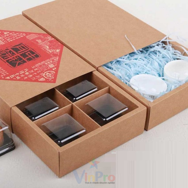 Mẫu hộp Kraft đựng bánh cupcake dáng nắp trượt