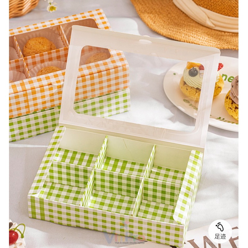 Mẫu hộp giấy đựng bánh cupcake loại 6 bánh