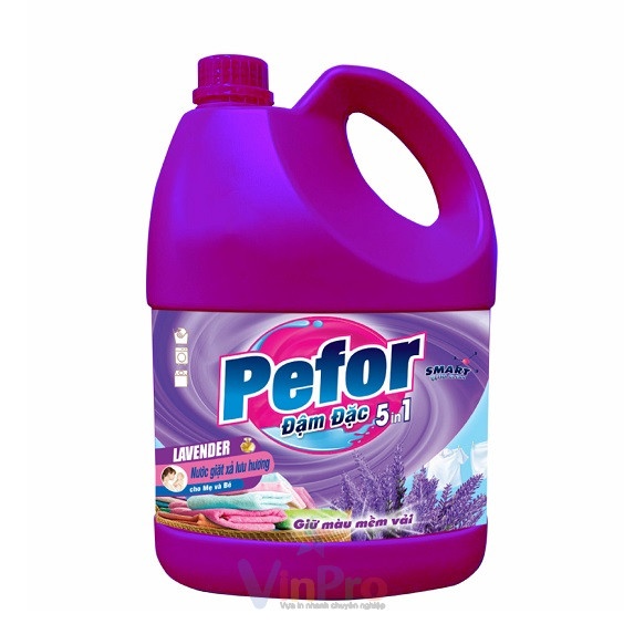 Mẫu tem decal dán nước giặt hiệu Pefor