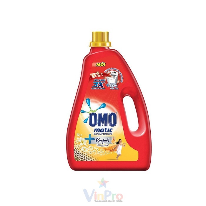 Mẫu decal tem dán nước giặt xả OMO