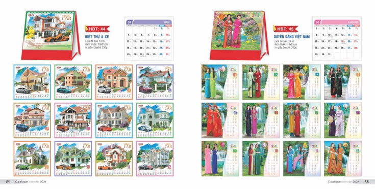Kích thước lịch để bàn chữ A phổ biến nhất hiện nay